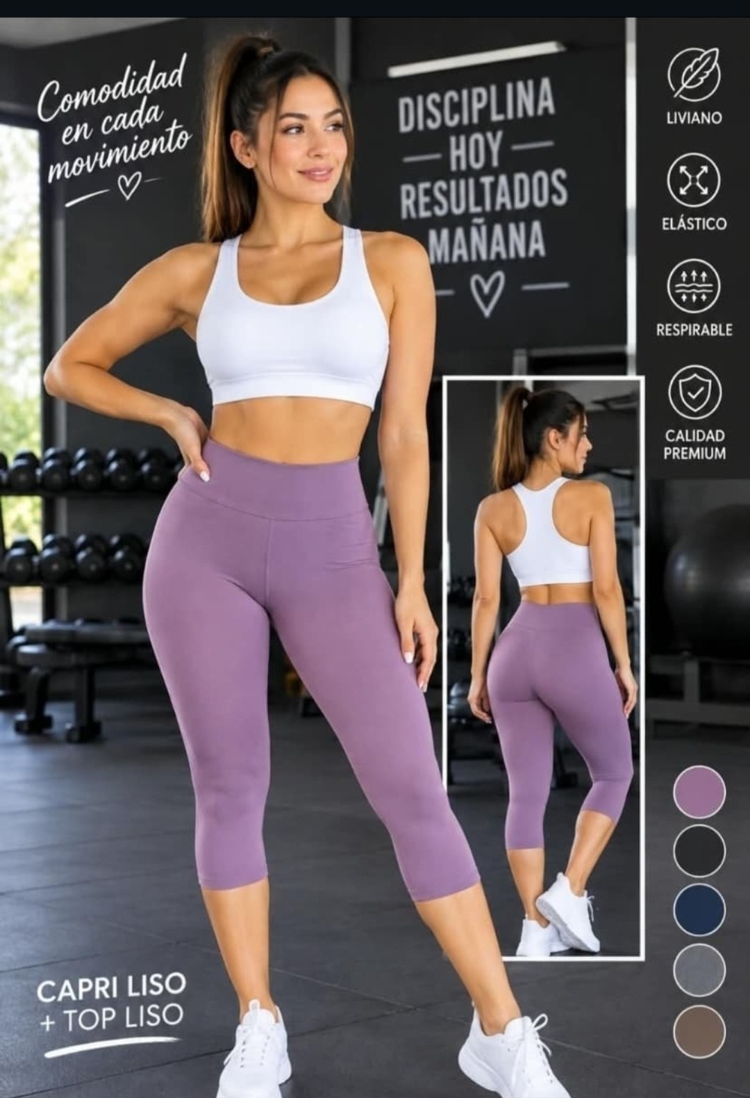 Capri Pesada Calidad Premium  Lycra  70 - Imagen 2