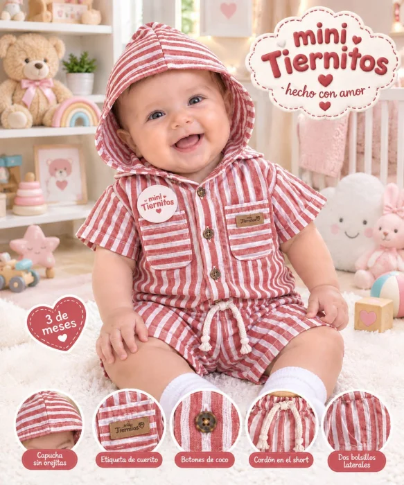 Conjunto Rayadito Polina Mini Tiernitos Comodo , Suave y Fresquito