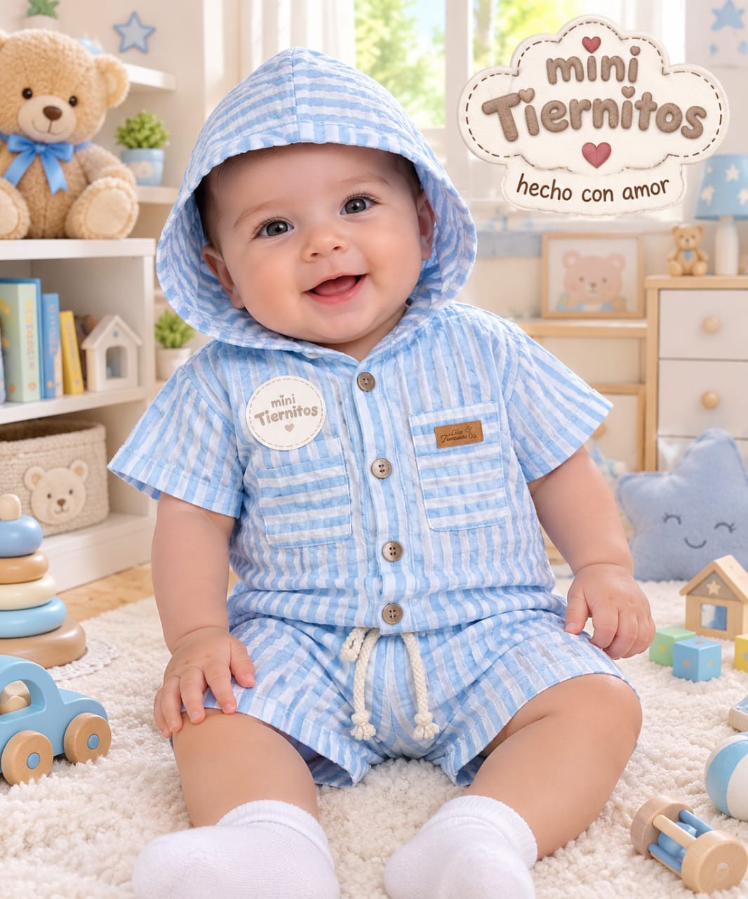Conjunto Rayadito Polina Mini Tiernitos Comodo , Suave y Fresquito - Imagen 3