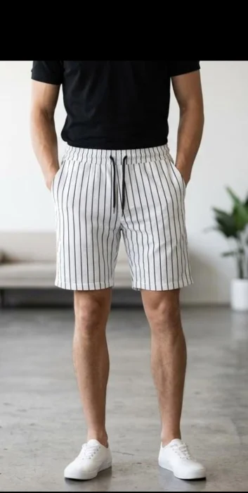 Bermudas Rayadas de Lino con Spandex