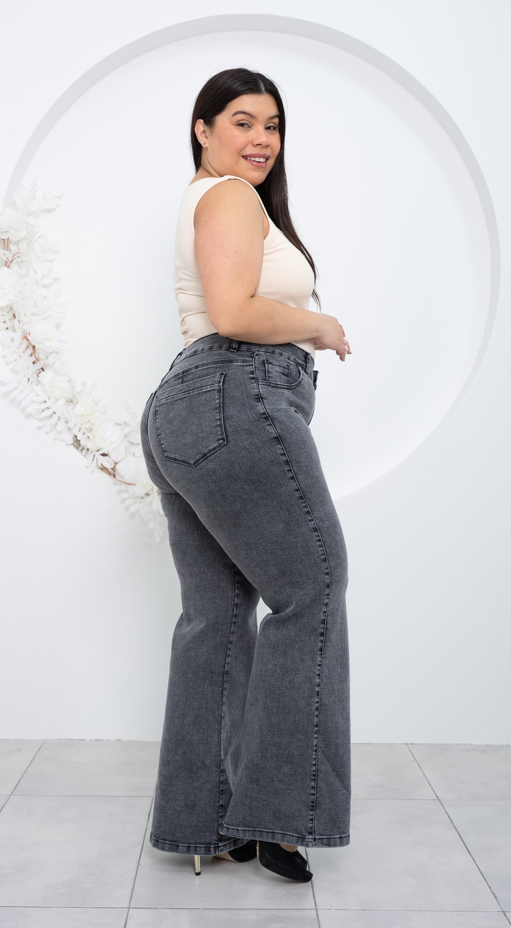 Wide Leg Gris Arenado Elastizado - Imagen 2