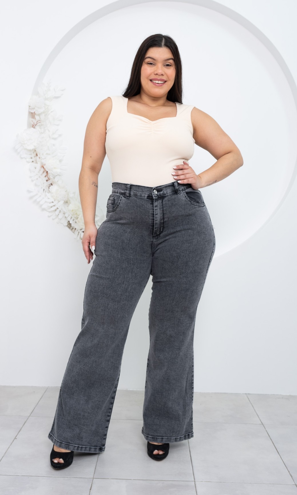 Wide Leg Gris Arenado Elastizado - Imagen 3