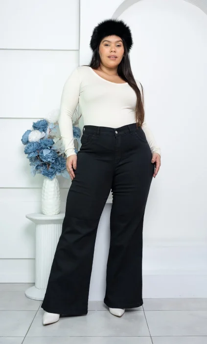 Wide Leg Negro Elástizado