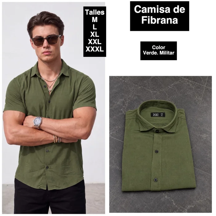 Camisa Maga Corta  de Fibrana Lisa