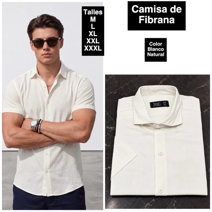 Camisa Maga Corta  de Fibrana Lisa