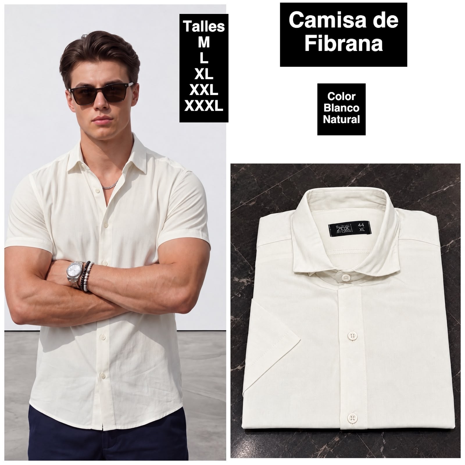 Camisa Manga Corta de Fibrana Lisa - Imagen 6
