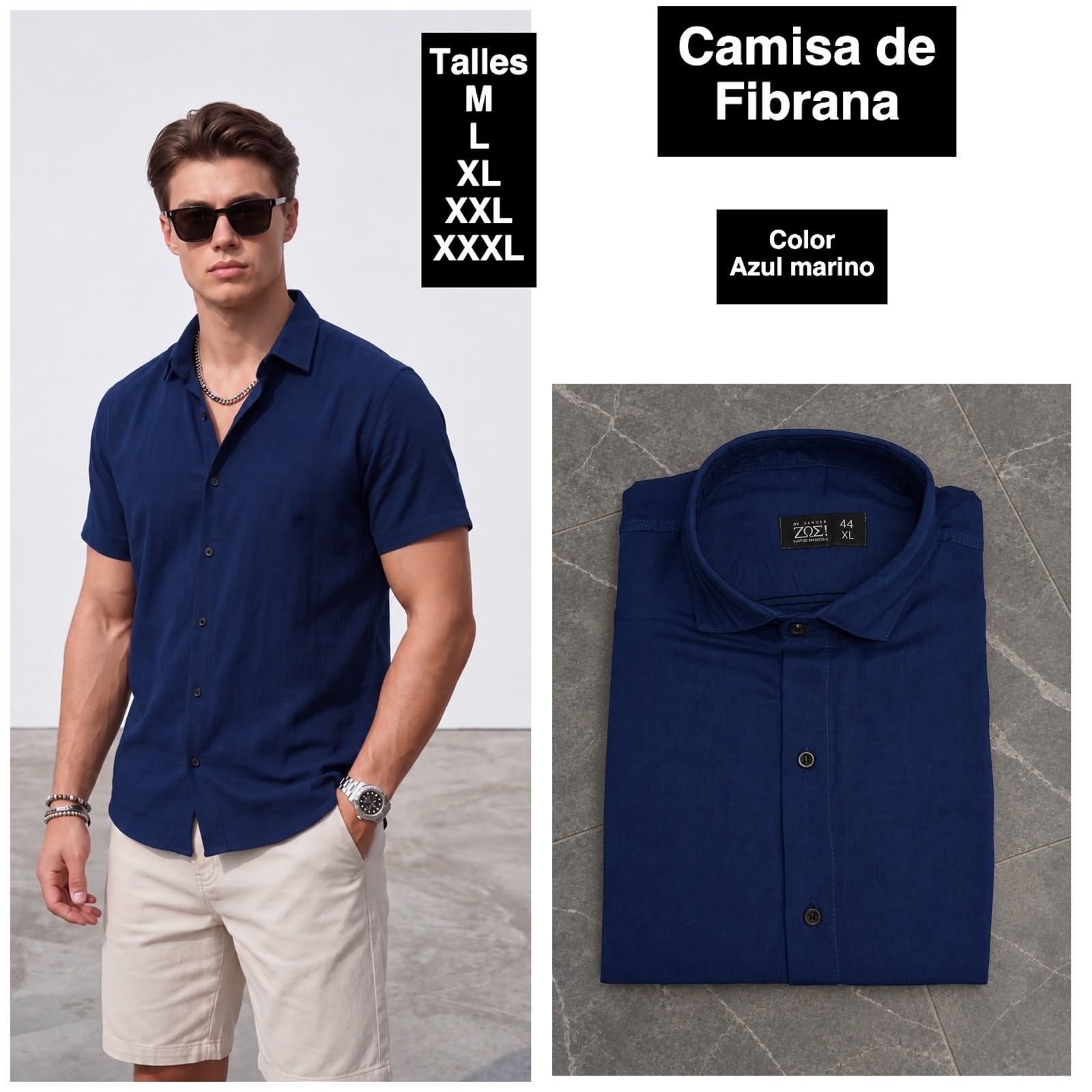 Camisa Manga Corta de Fibrana Lisa - Imagen 4