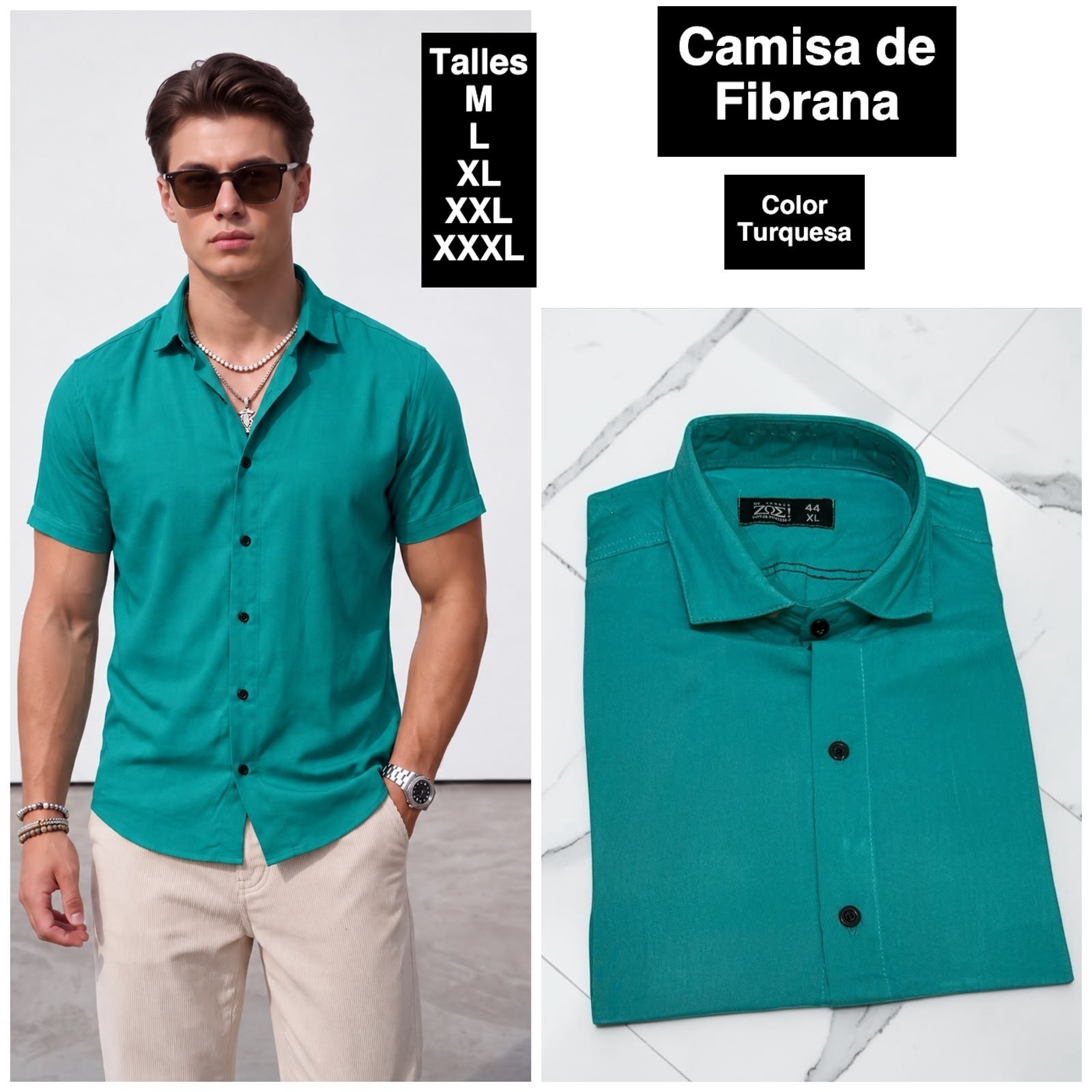 Camisa Manga Corta Liso de Fibrana - Imagen 6