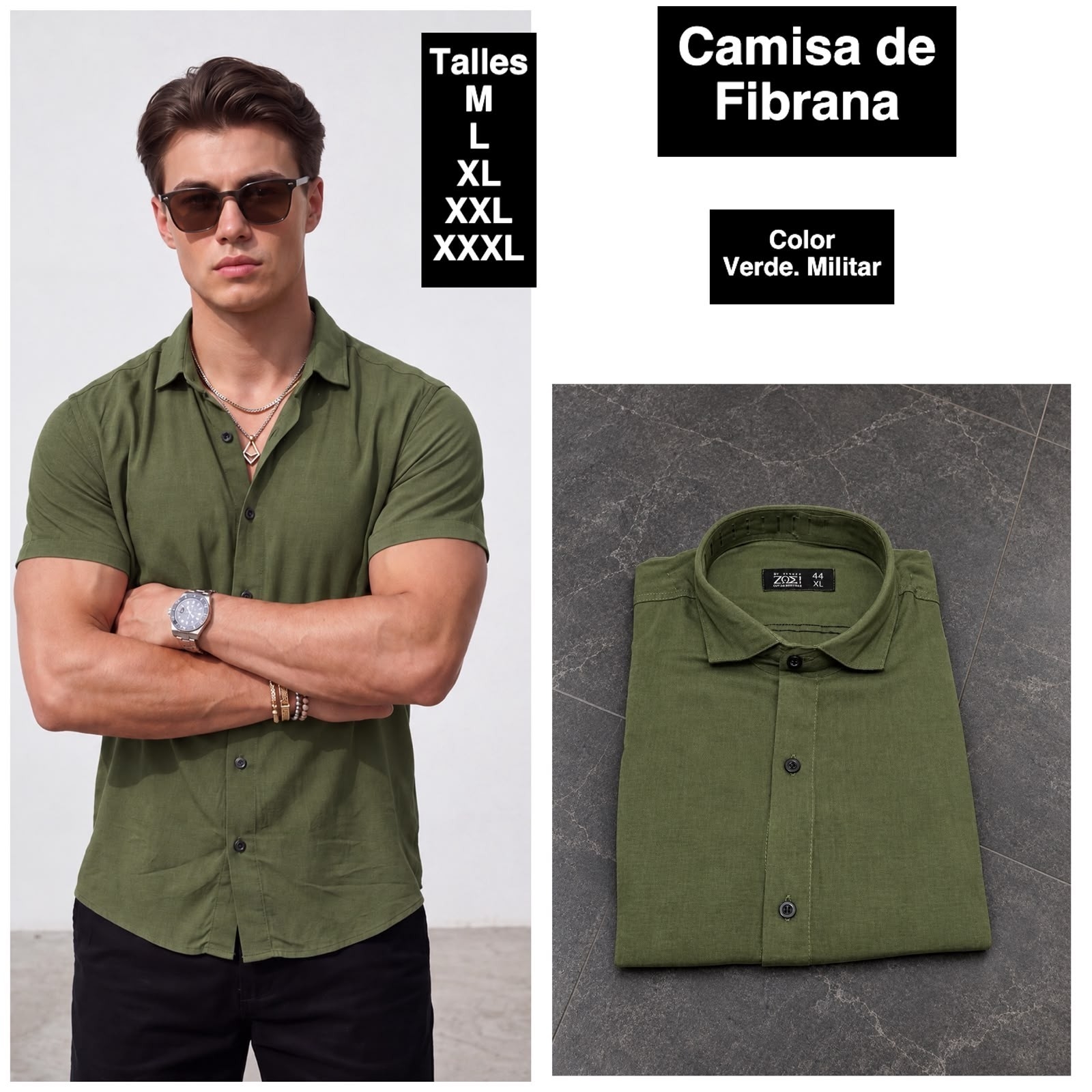 Camisa Manga Corta Liso de Fibrana - Imagen 4