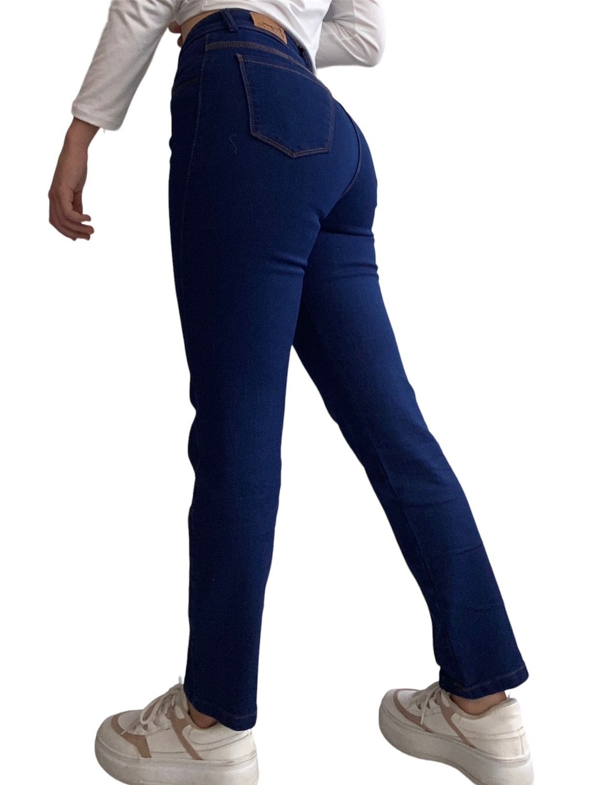 Jeans Recto Azul Liso Elastizado - Imagen 2