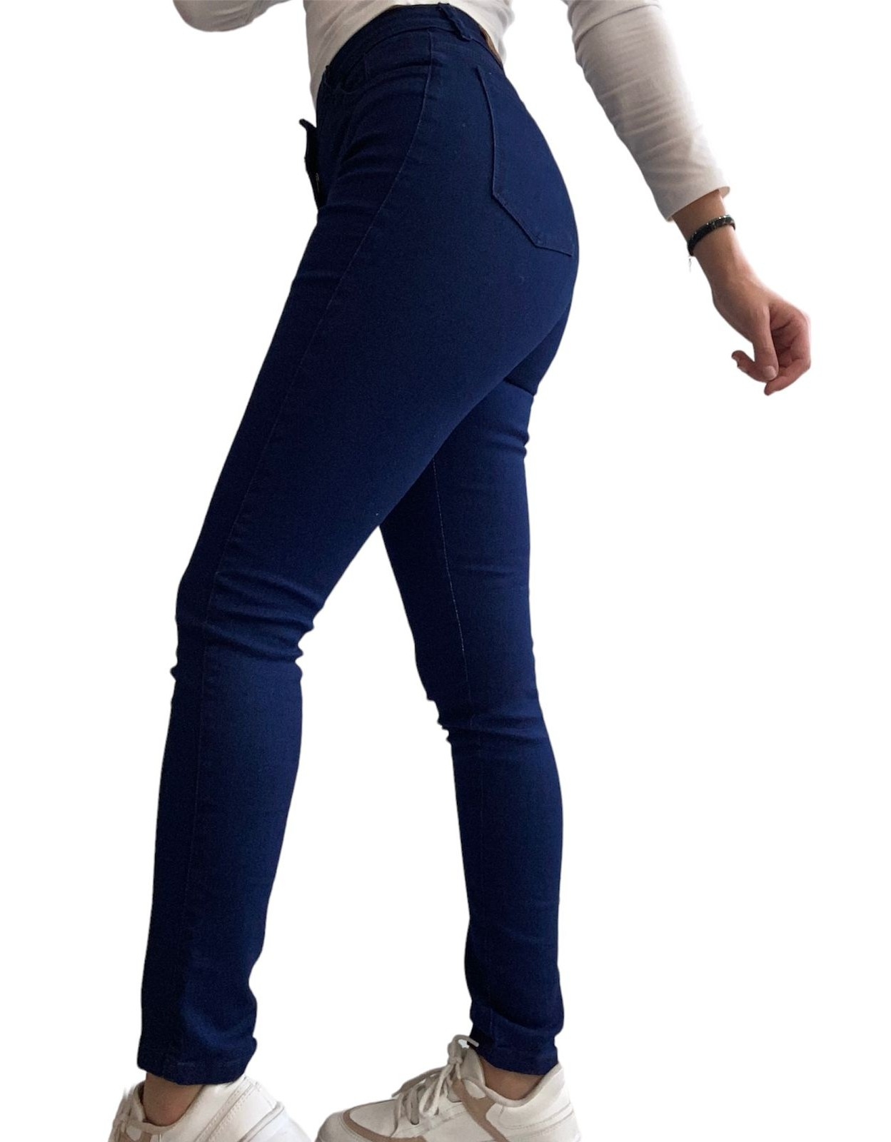 Jeans Recto Azul Liso Elastizado - Imagen 3