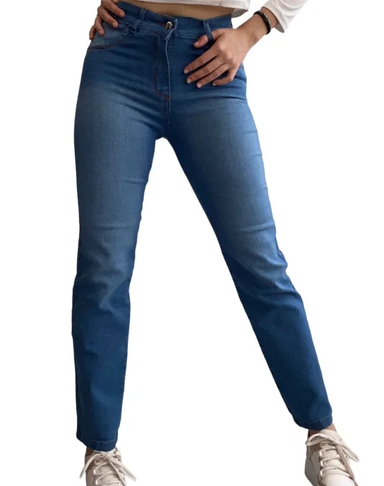 Jeans Recto Celeste Localizado Elastizado