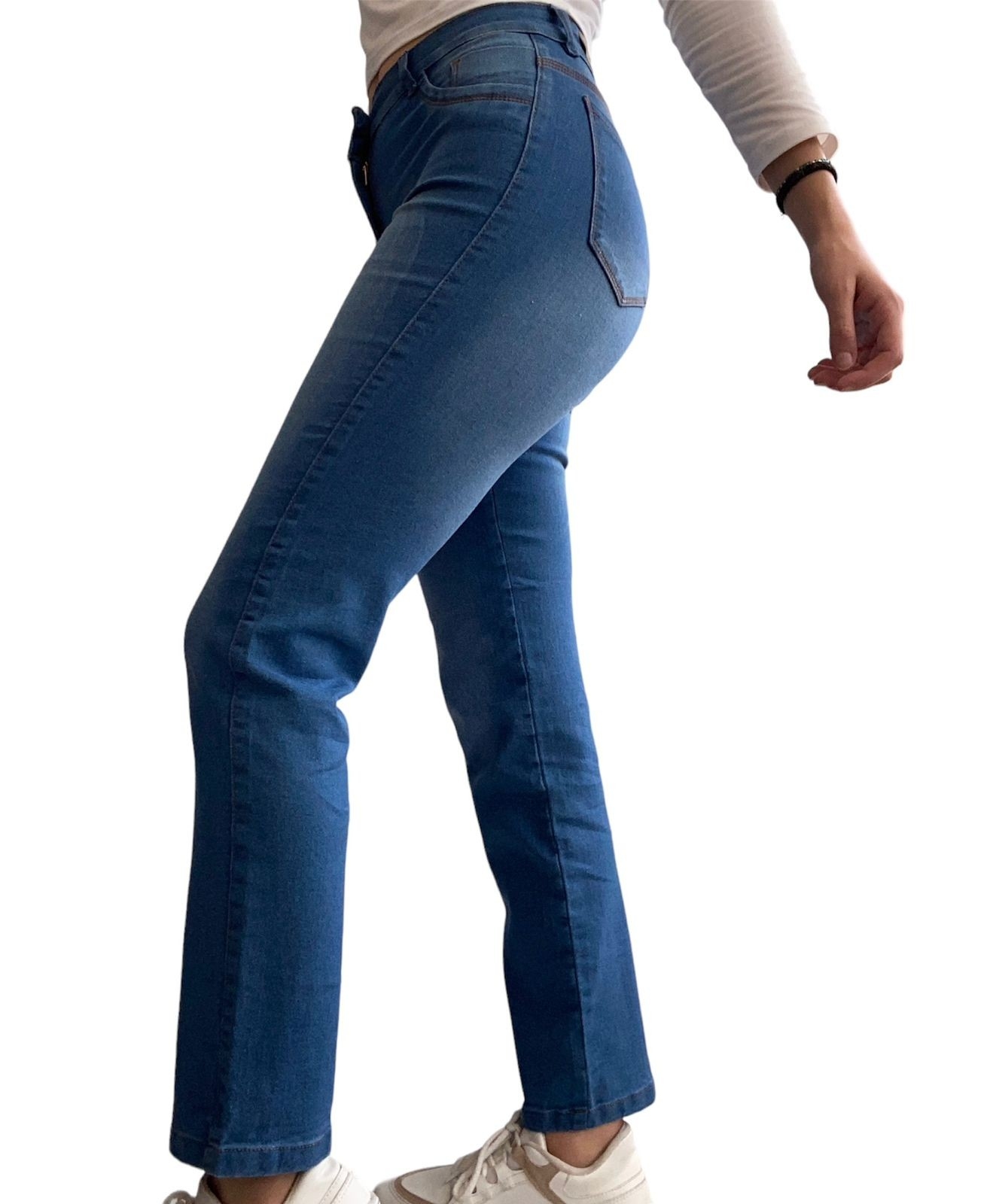Jeans Recto Celeste Localizado Elastizado - Imagen 3