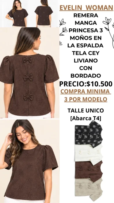 Remera con Mangas Princesas y 3 Moños