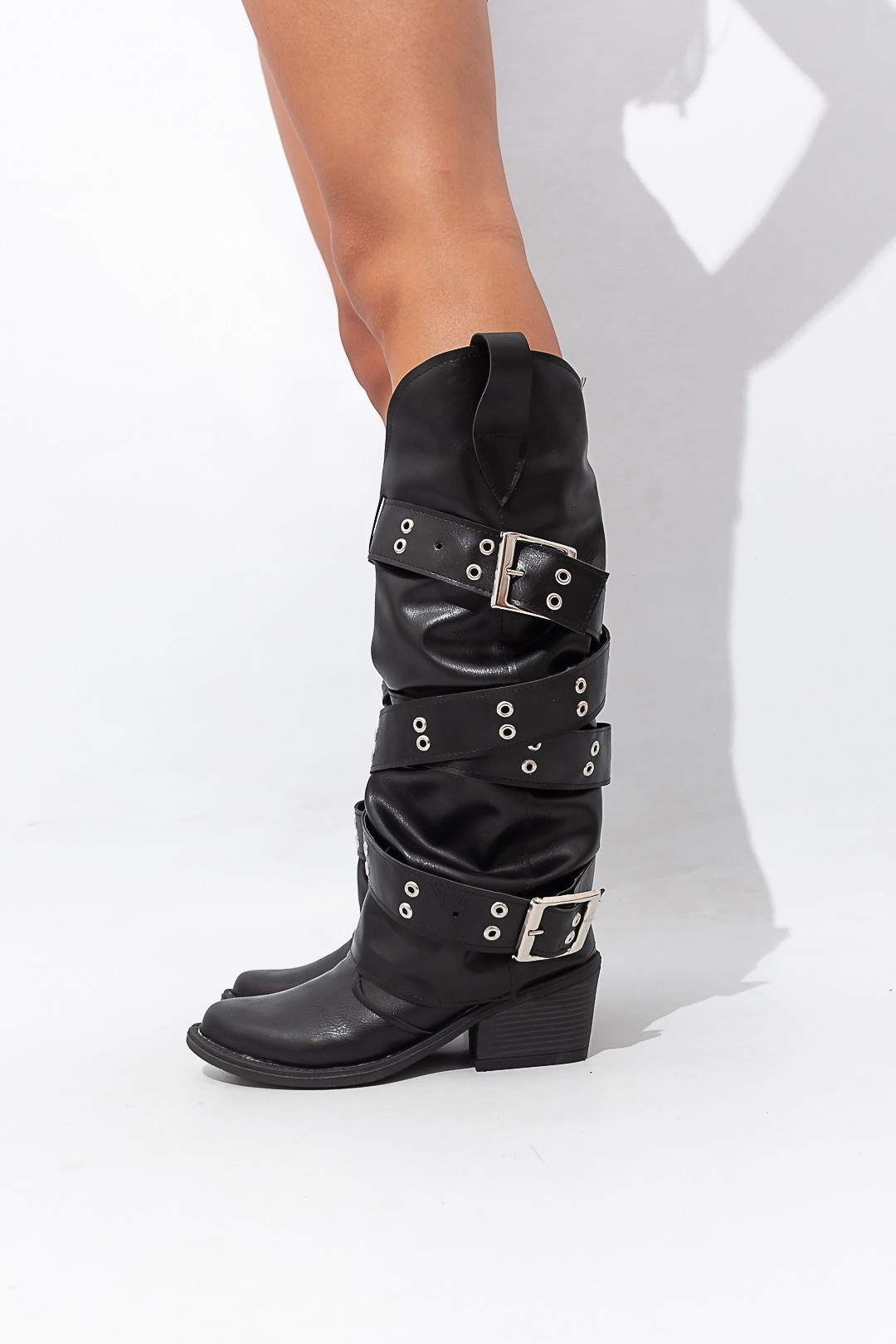 Bota Texana Volcada Caña Alta con Cintos - Imagen 2