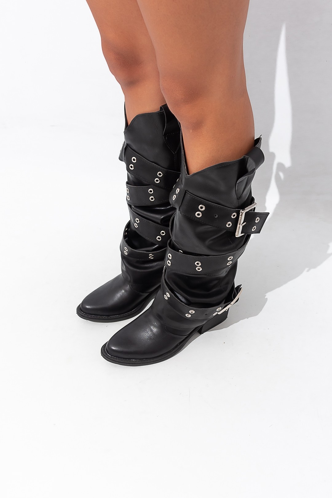 Bota Texana Volcada Caña Alta con Cintos - Imagen 3