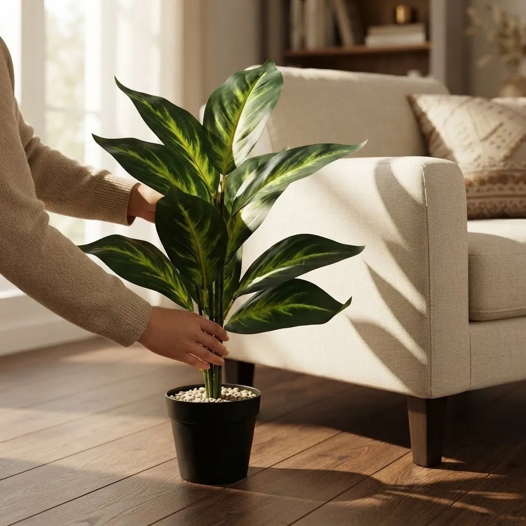 Planta Artificial Maceta Dieffenbachia Calathea 70cm Deco - Imagen 1