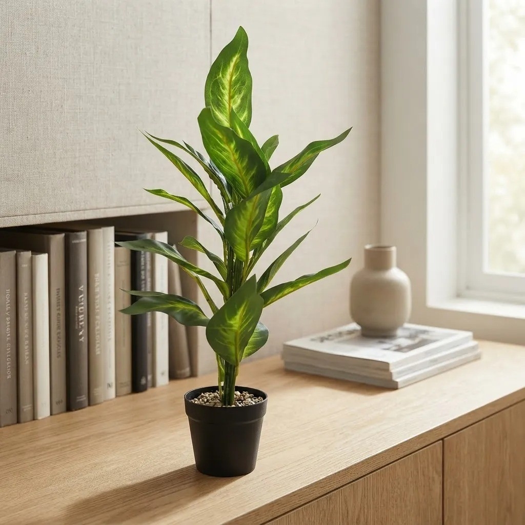 Planta Artificial Maceta Dieffenbachia Calathea 70cm Deco - Imagen 2