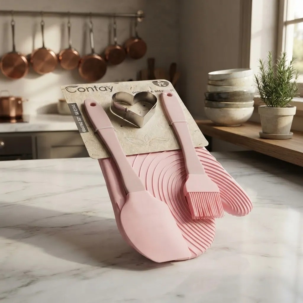 Set X4 Reposteria Espatula Pincel Cortante Manopla de Cocina - Imagen 1