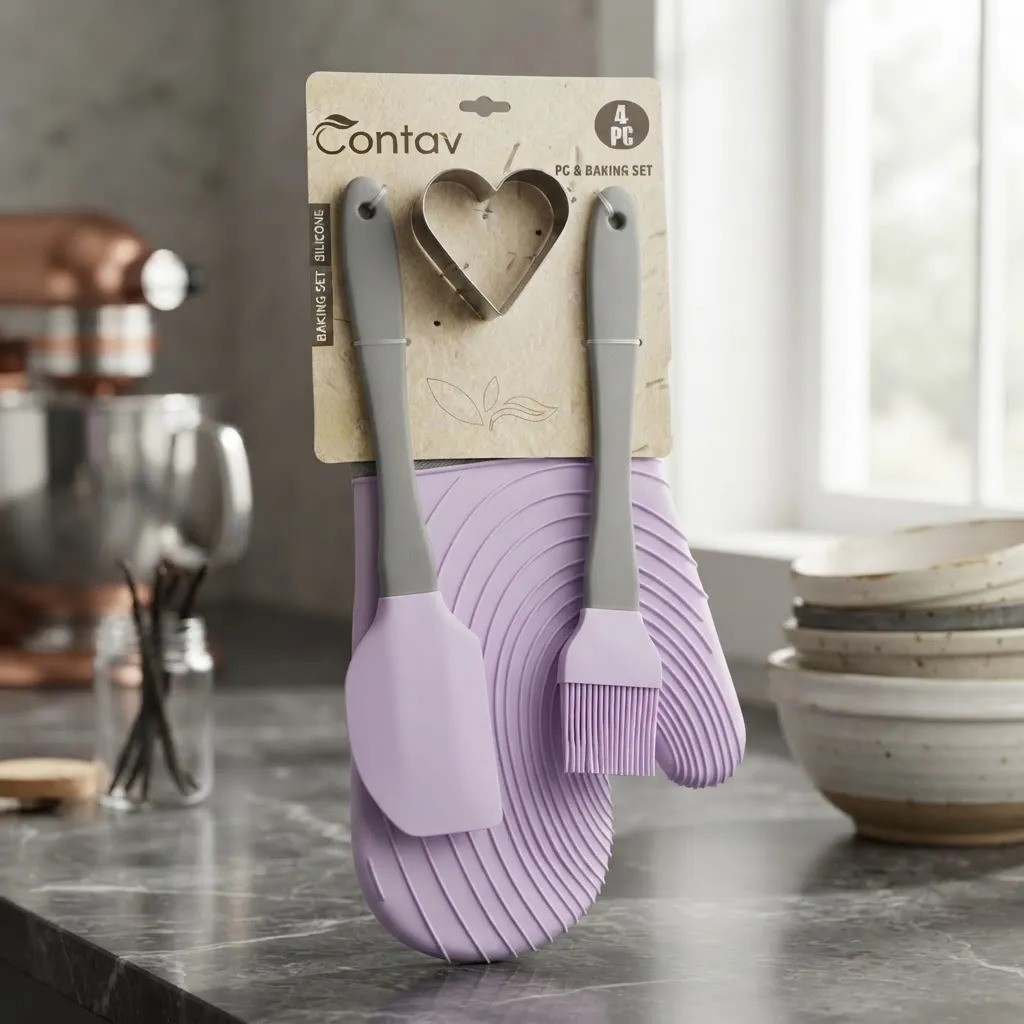 Set X4 Reposteria Espatula Pincel Cortante Manopla de Cocina - Imagen 4
