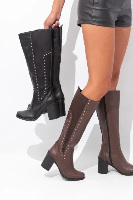 Bota Caña Alta Bucanera con Elástico y Tachas Nardin