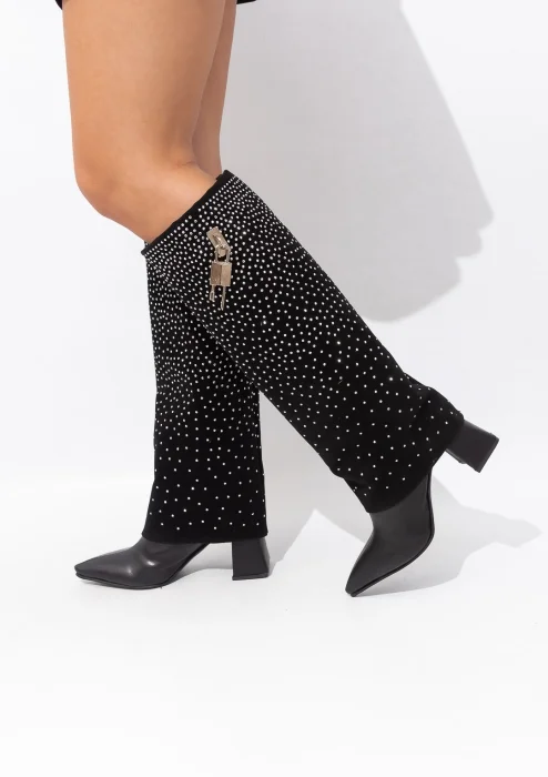 Bota Volcada Alta Givenchi Strass Gamuza Tendencia Selma