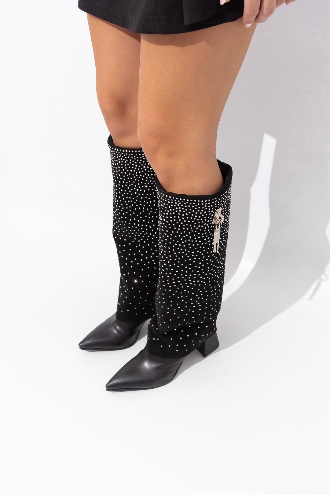 Bota Volcada Alta Givenchi Strass Gamuza Tendencia Selma - Imagen 2
