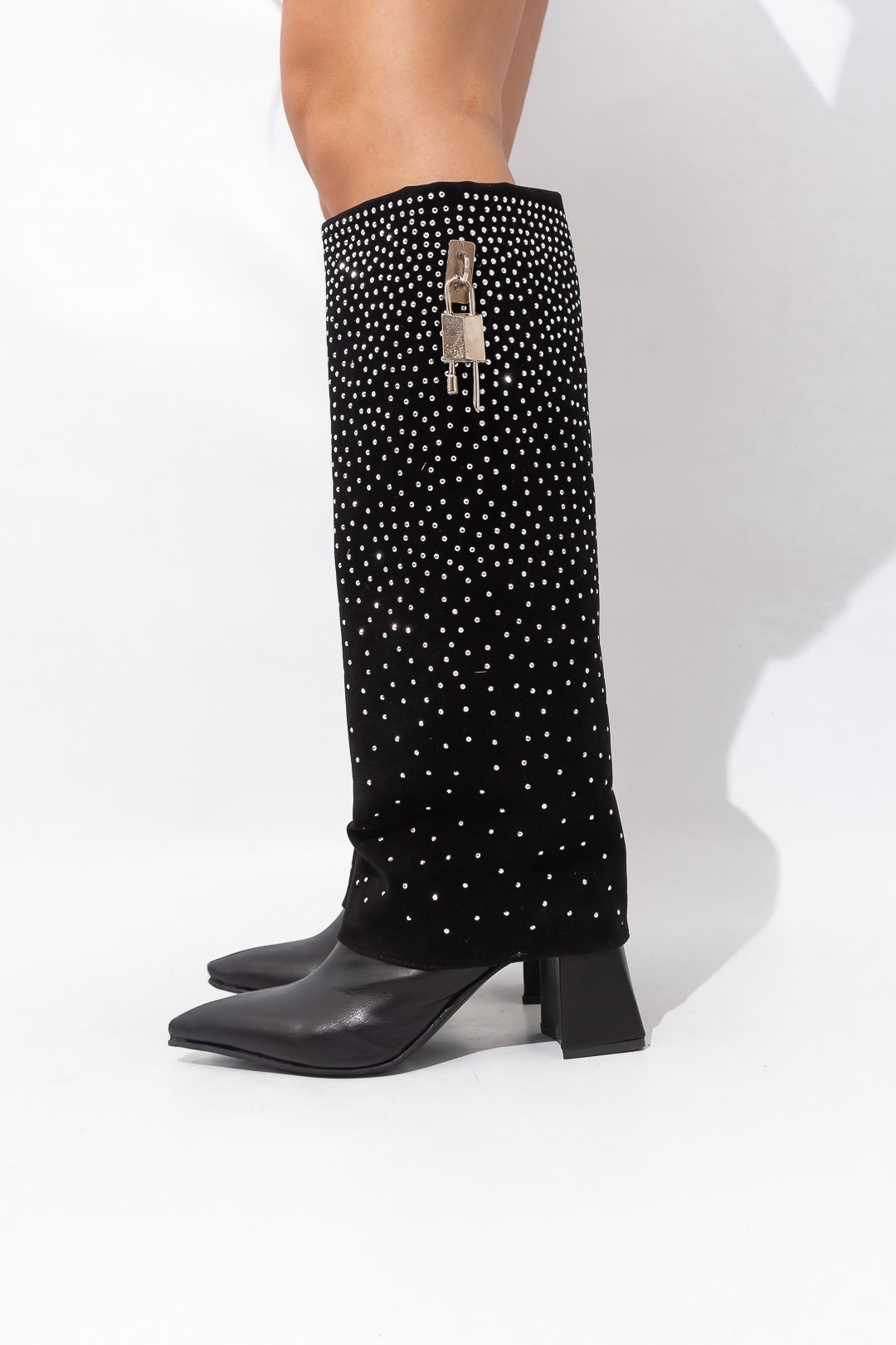 Bota Volcada Alta Givenchi Strass Gamuza Tendencia Selma - Imagen 3