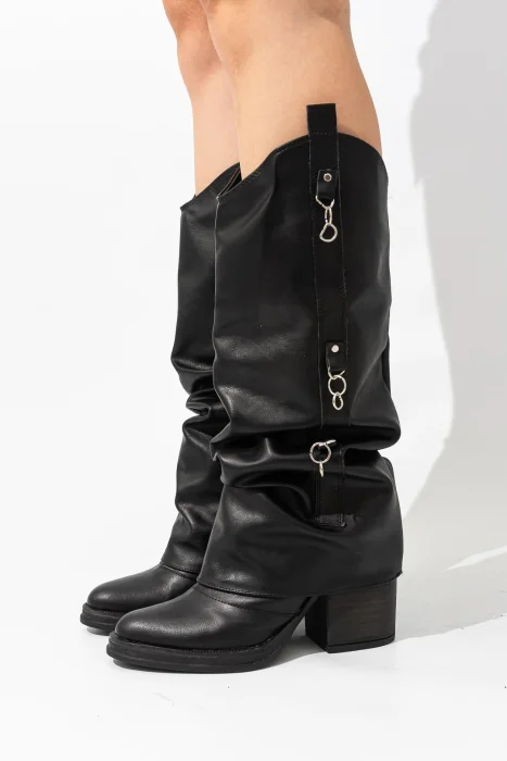 Bota Texana Volcada Arrugada Tendencia