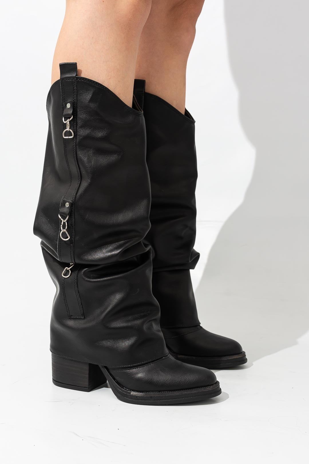 Bota Texana Volcada Arrugada Tendencia - Imagen 2
