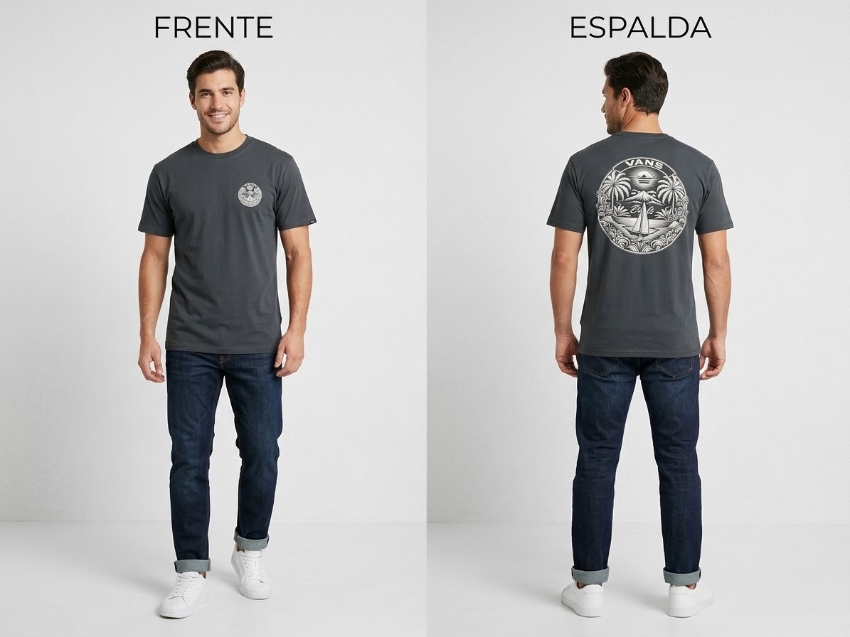Remera Algodón Peinado Hombre Doble Estampa Surf - Imagen 3