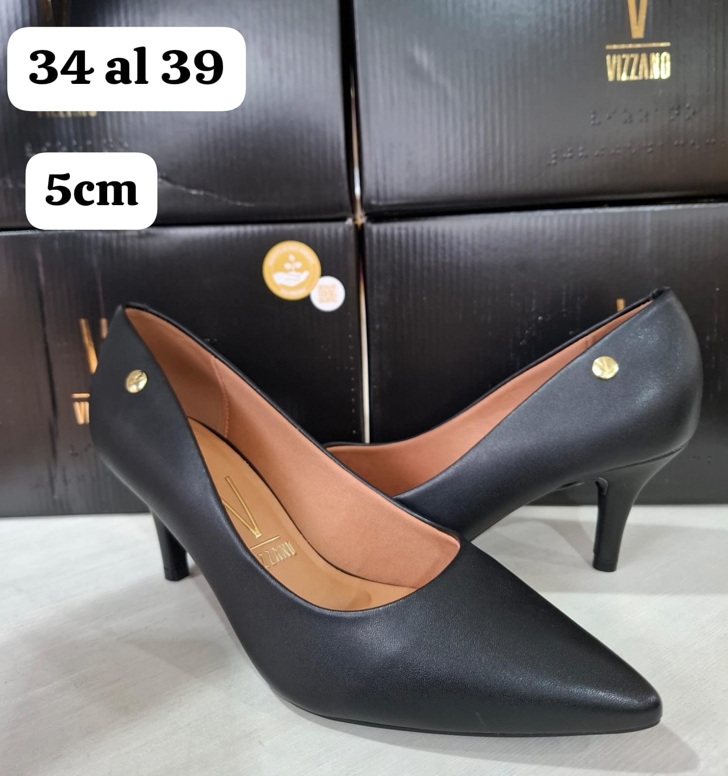 Taco Vizzano Negro Mate Talle 35 al 40 - Imagen 2