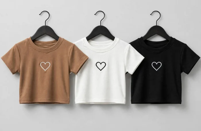 Remeras Baby Tees  Corazón Bordado