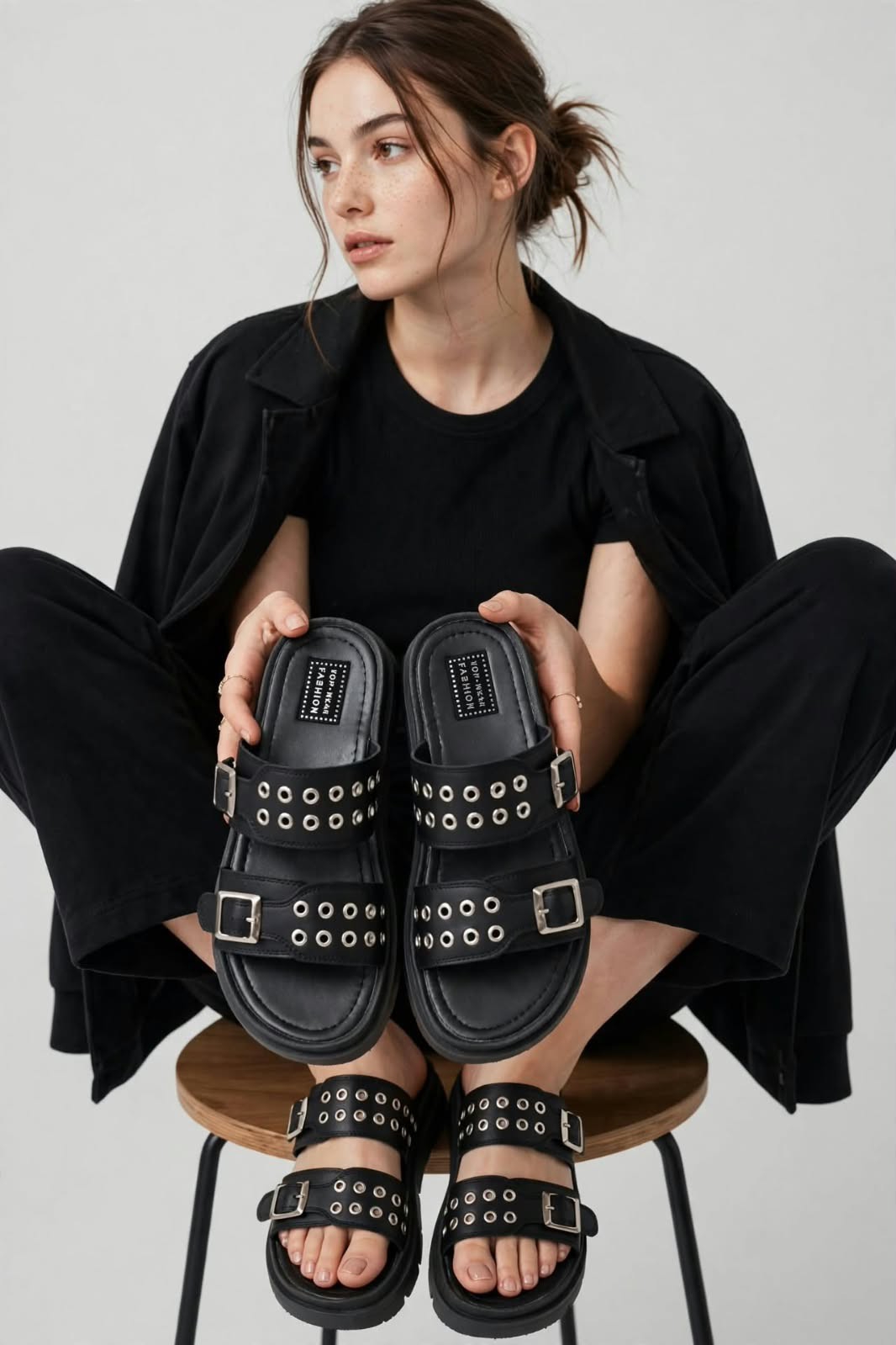 Sandalias Doble Faja con Tachas - Imagen 2