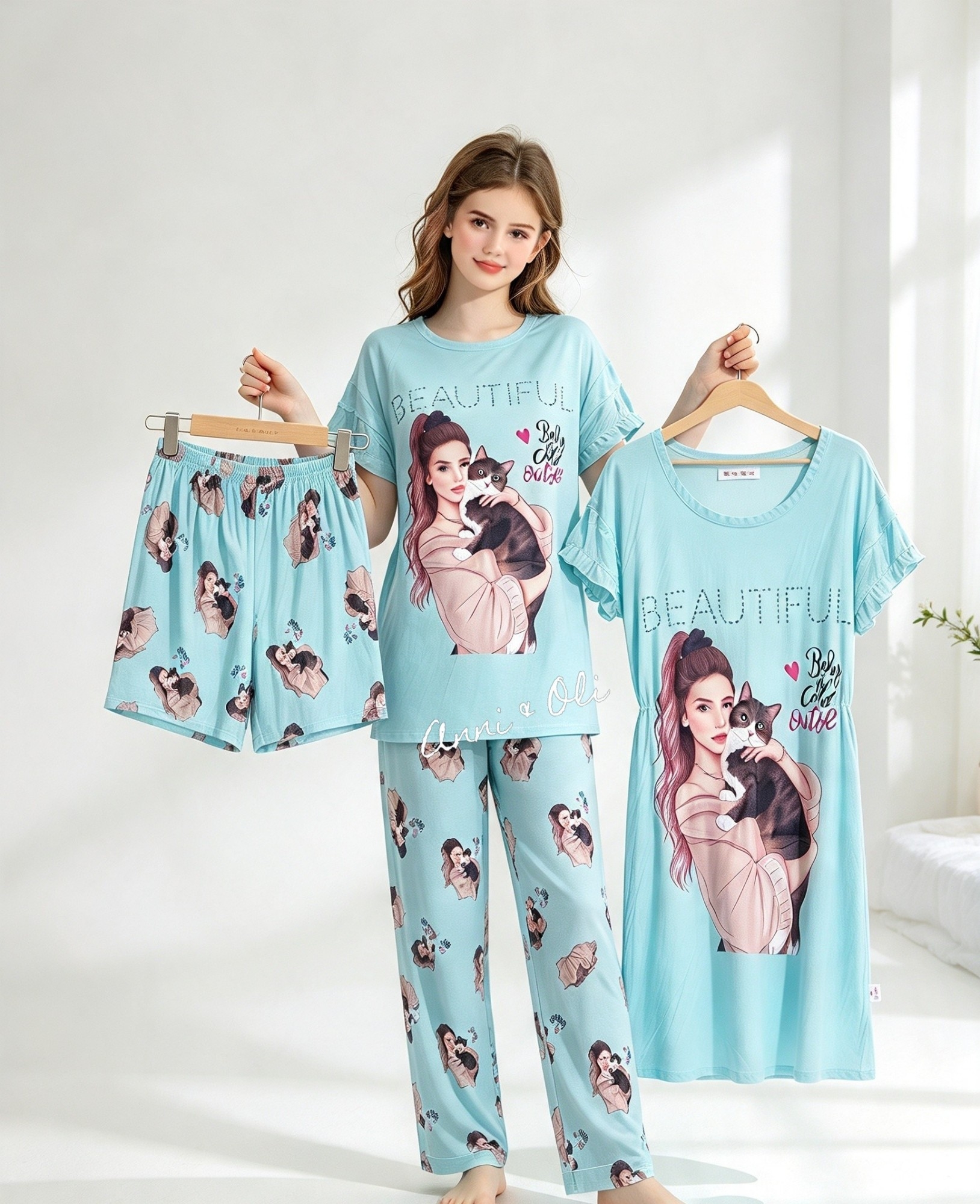 Pijama Mujer 4 Piezas Importado - Imagen 2