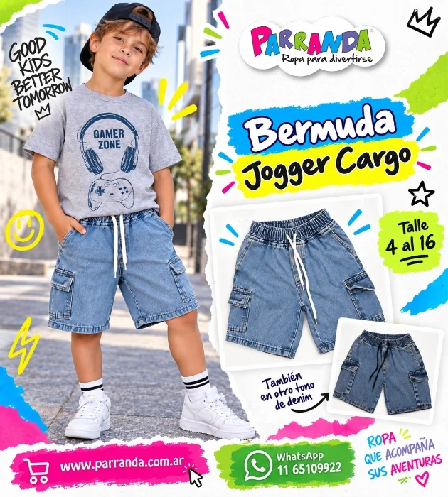 Bermudas Jogger Cargo Niño
