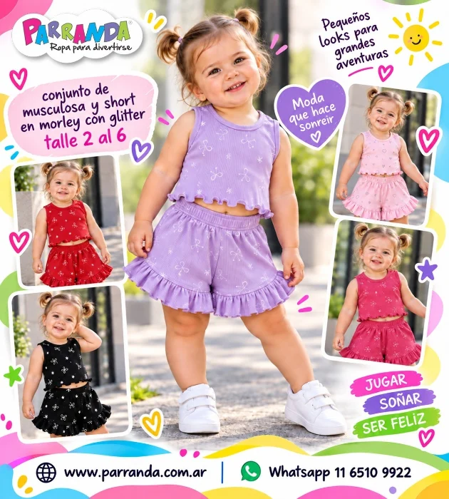 Conjunto Musculosa y Shorts Morley Bebé con Glitter