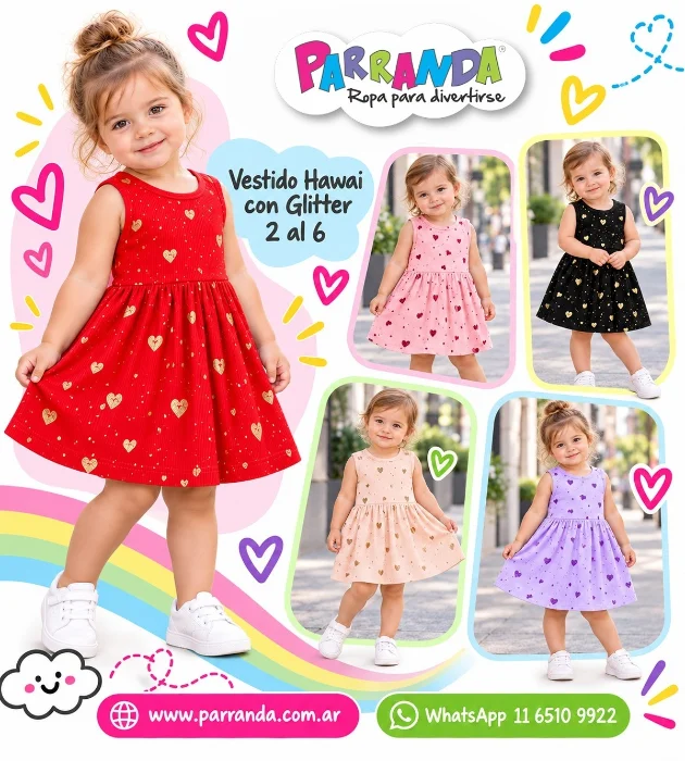 Vestidos Beba Tela Hawaii con Brillo