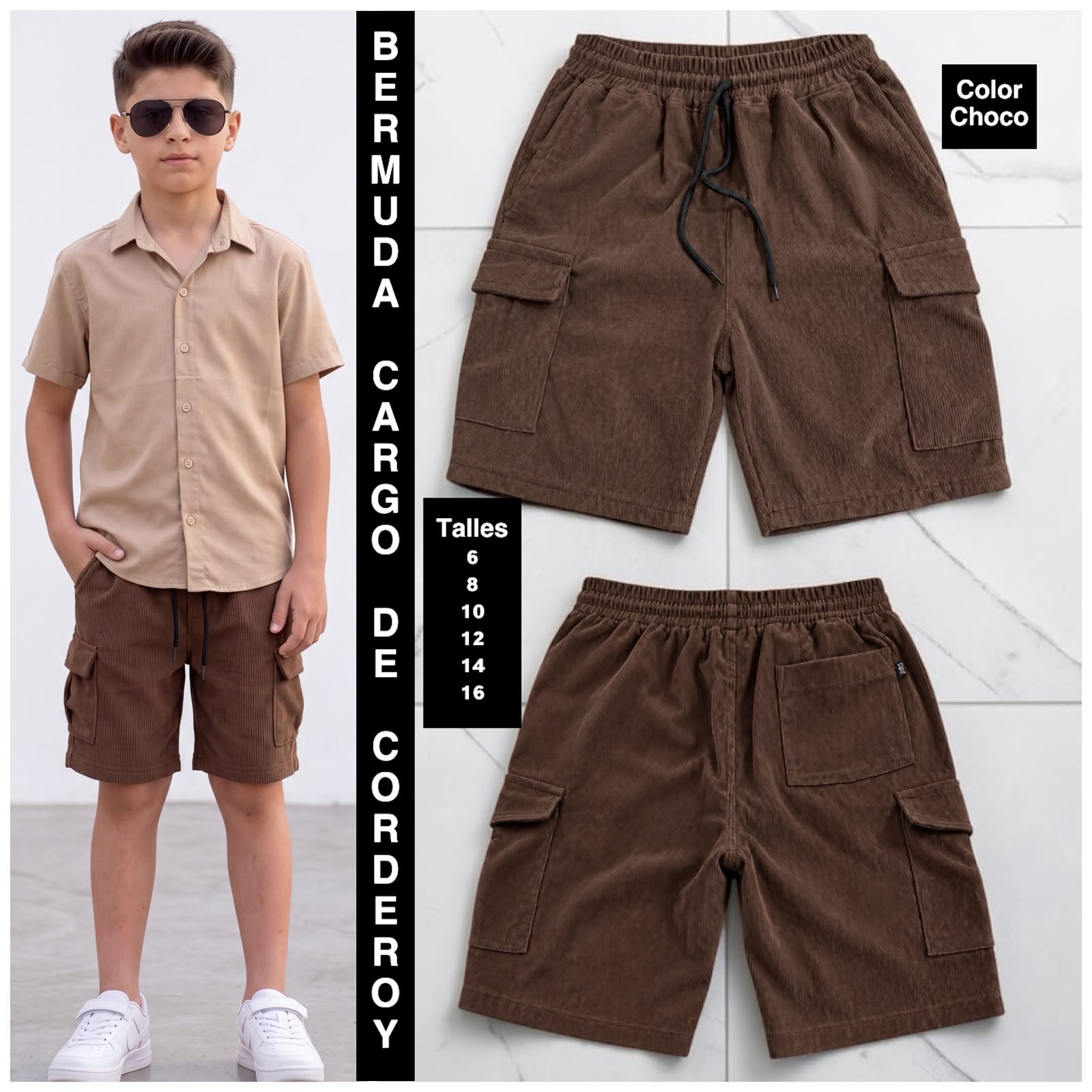 Bermudas Cargo de Corderoy de Niño - Imagen 5