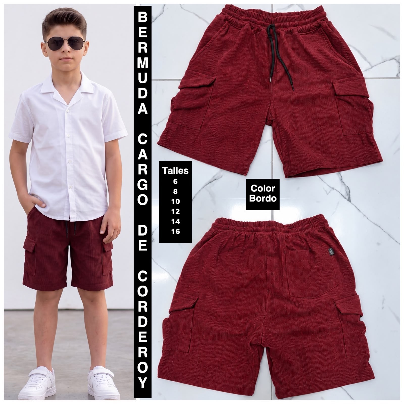 Bermudas Cargo de Corderoy de Niño - Imagen 2