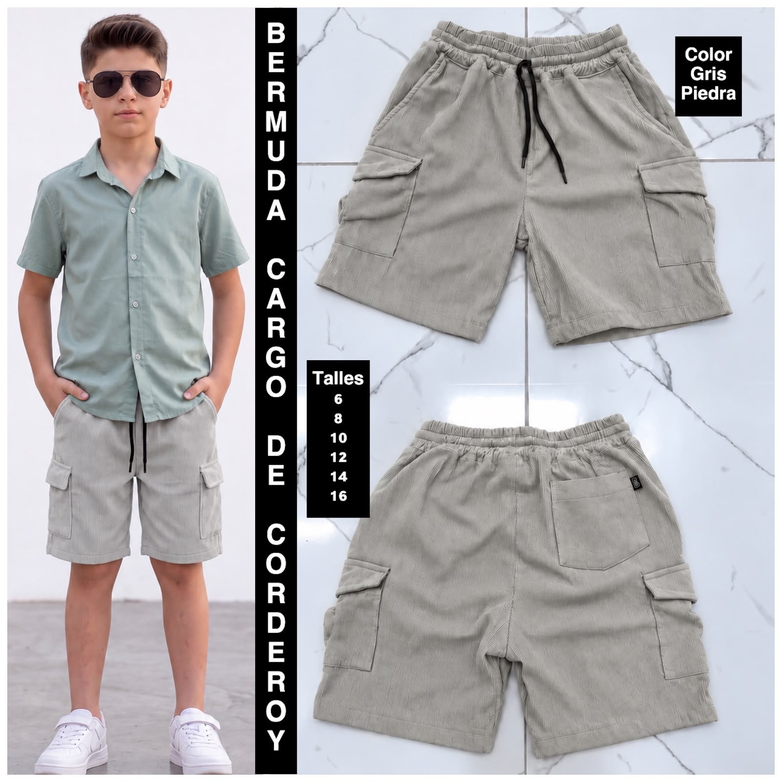 Bermudas Cargo de Corderoy de Niño - Imagen 6