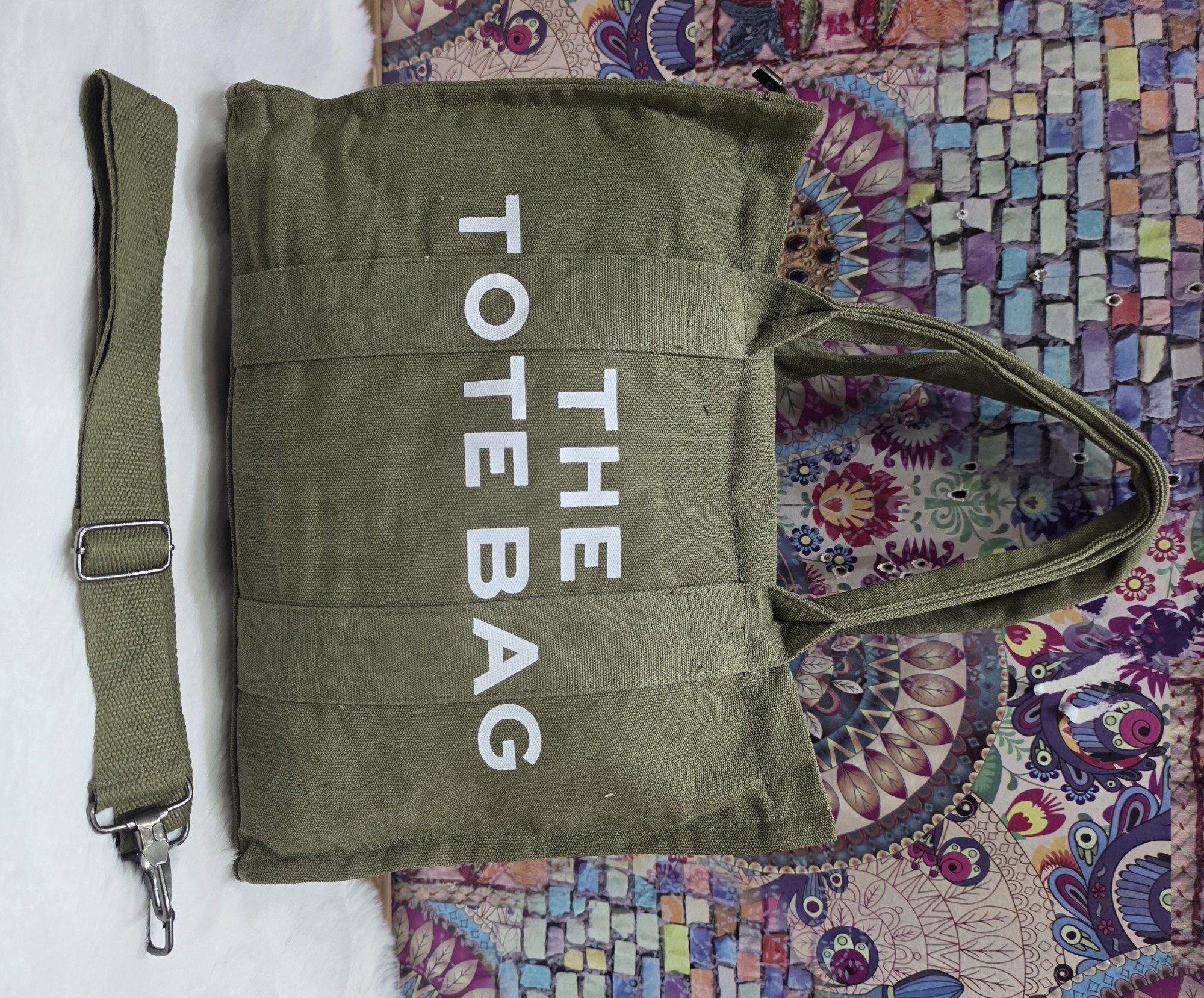 Nuevo Ingreso de Cartera Grande de Tela Lienzo Pesado
trae la Tira Larga - Imagen 3