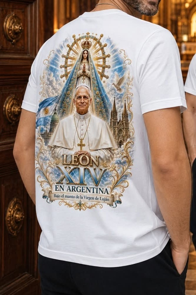 Remerera Algodon Peinado Estampado Papa Leon en Lujan 2026 - Imagen 2