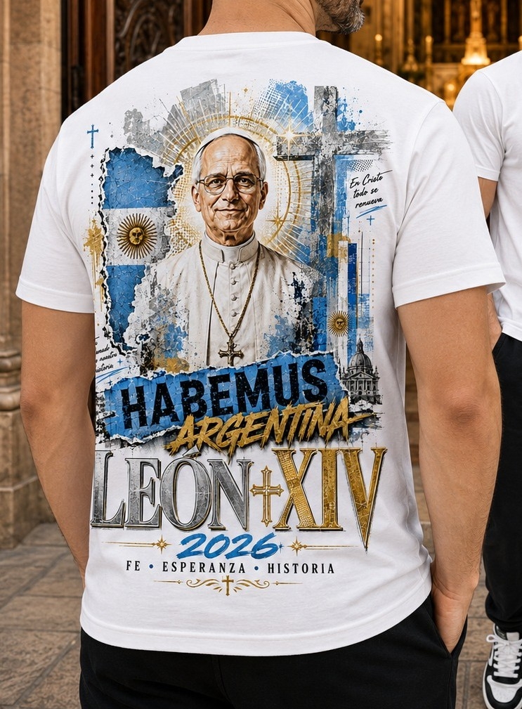 Remerera Algodon Peinado Estampado Papa Leon en Lujan 2026 - Imagen 3