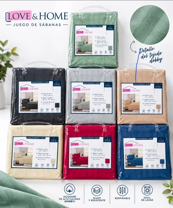 Juego de Sabanas Love y Home Jacquard