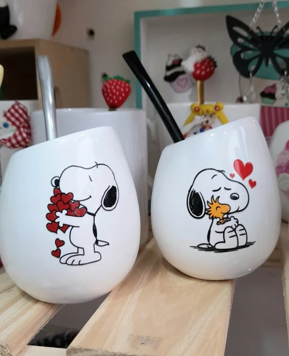 Mate de Cerámica Snoopy con Bombilla