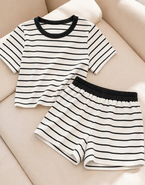 355-conjunto ( Pupera + Shorts)  Morley Rayado