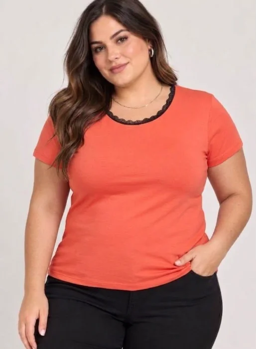 Remera con Puntilla de Algodón Ribb