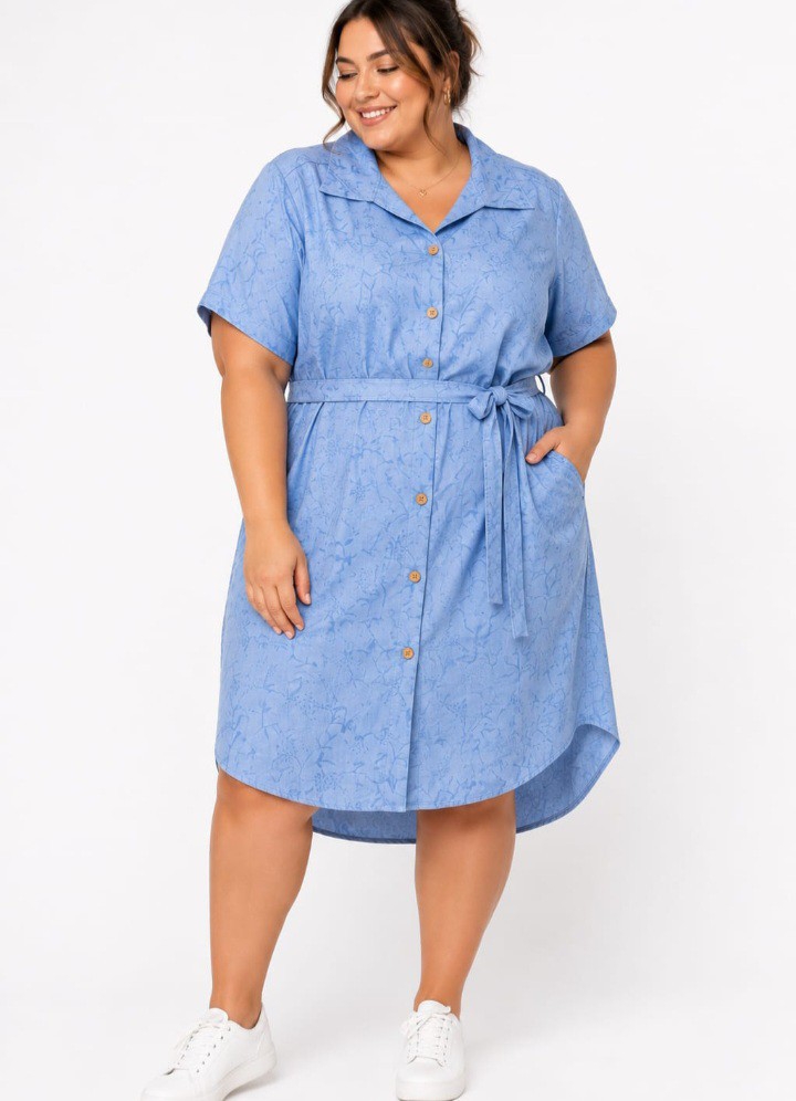 Vestido de Damade Lino Expander Tela Importada - Imagen 2