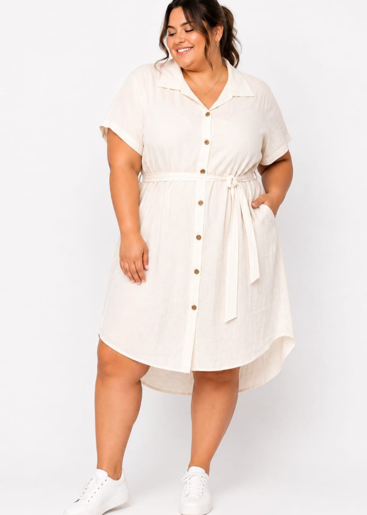 Vestido de Damade Lino Expander Tela Importada - Imagen 6